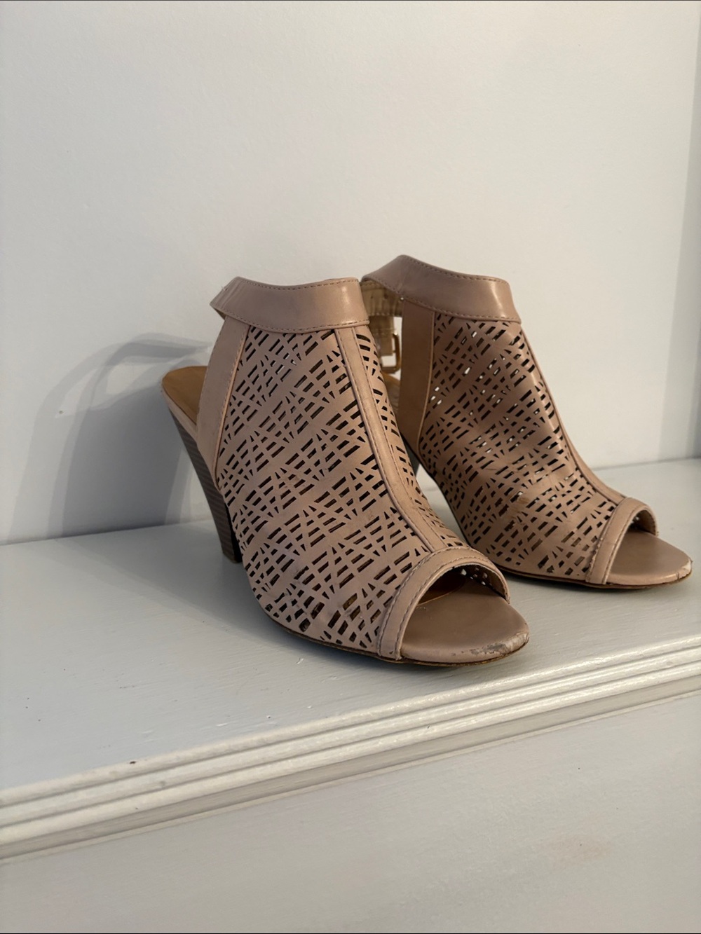 Call It Spring Taupe Cutout Peep-Toe Heels